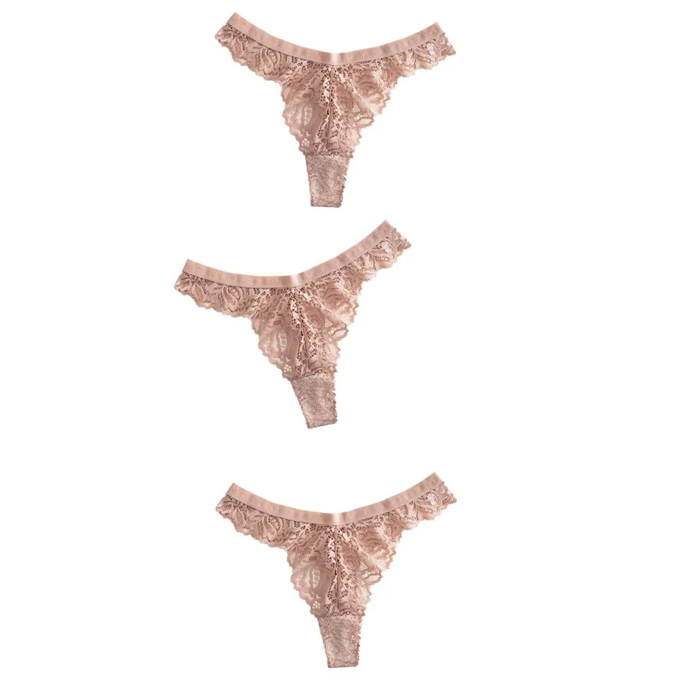 3Pcs Women Lingerie String Lace Underwear Female Sexy T-back Thong Sheer Panties Japan Style Hot Transparent Knickers Underpants