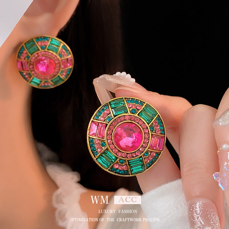 Medieval Round Geometric Alloy Electroplating Earrings