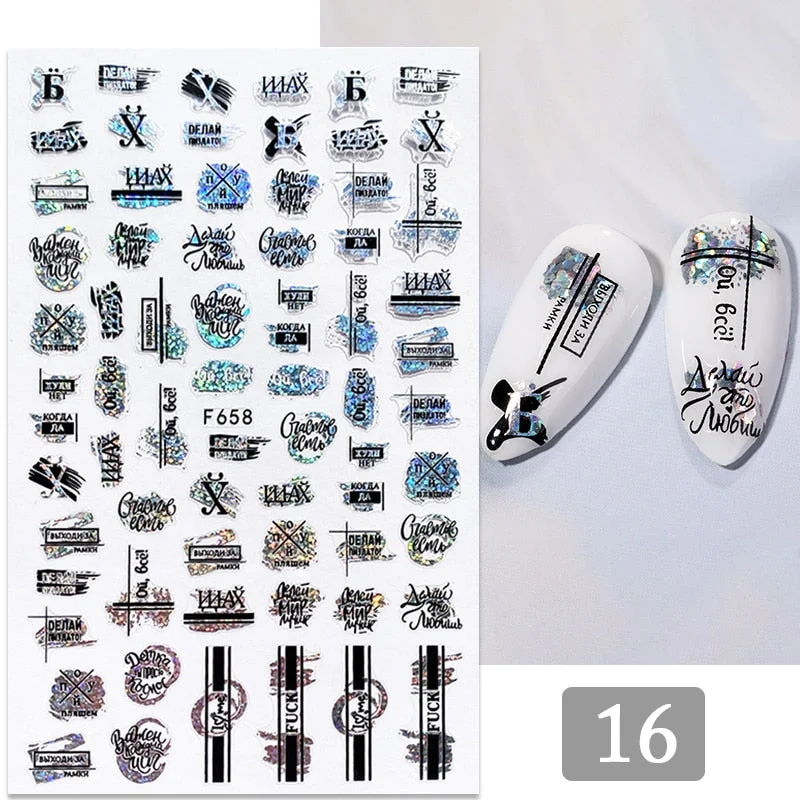 1PC Gold Black Bronzing Leaves Tree 3D Nail Sticker Iridescent Geometrics Lines Adhesive Transfer Sticker DIY Nail Decoration-Nail Inspo