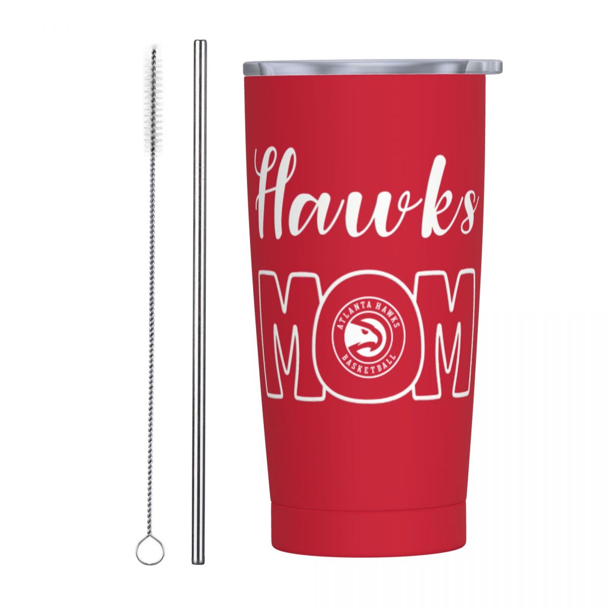 Atlanta Hawks Mom Stainless Steel Travel Mug With Lid And Straw