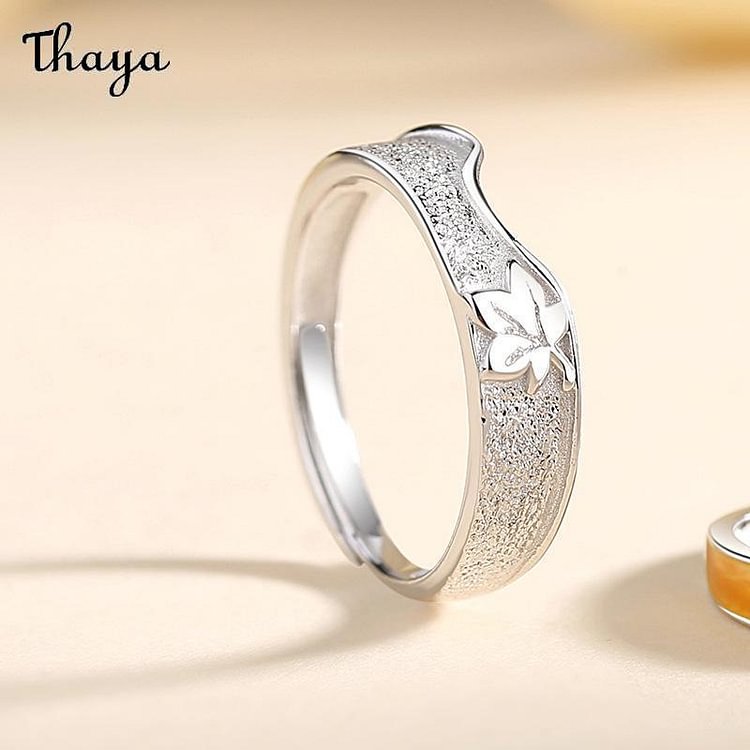 Thaya 925 Silver Autumn comes from one leaf Couple Rings