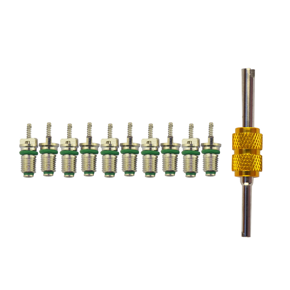 

10pcs R134a Car A/C Valve Cores Air Conditioning Valve Cores Green + Tool, 501 Original
