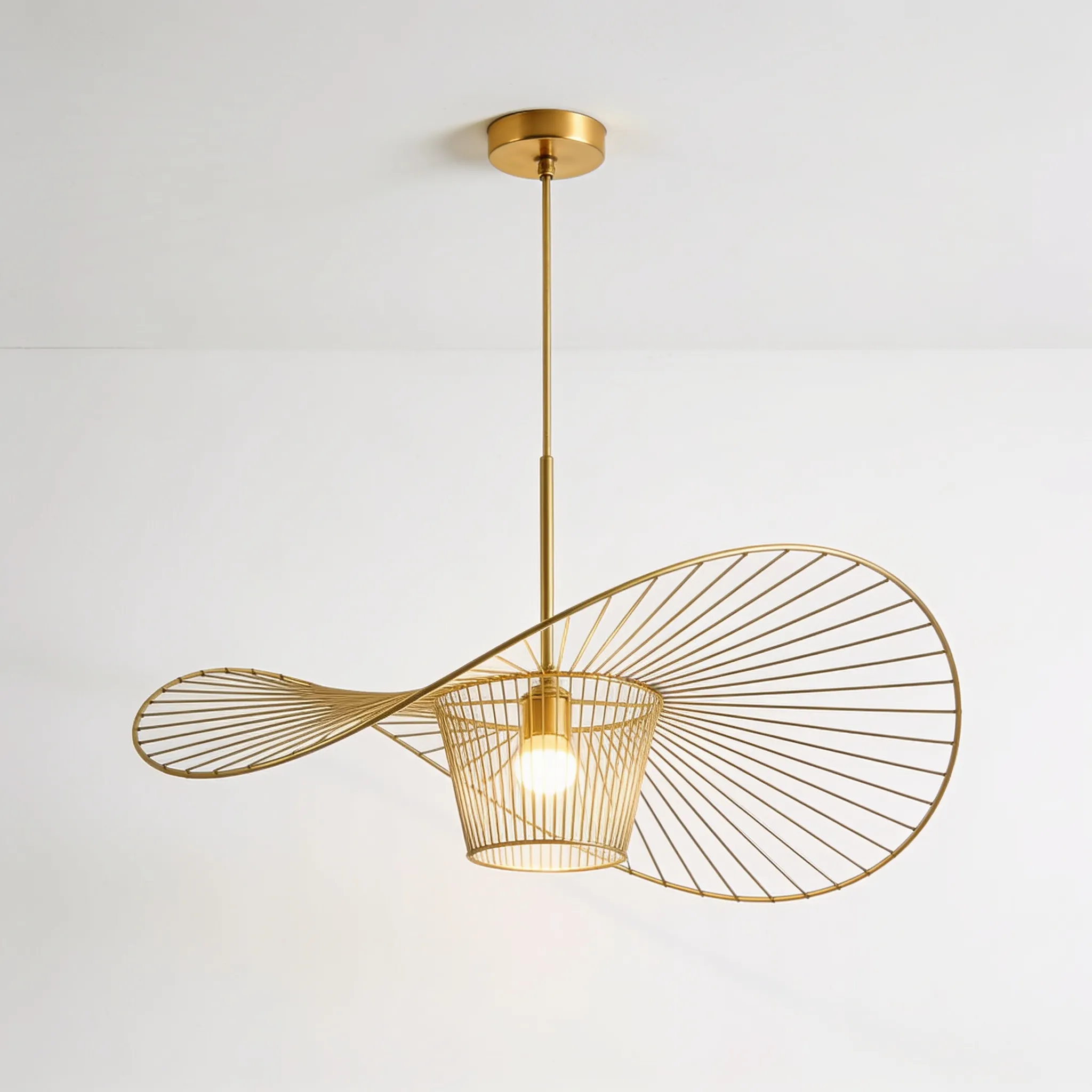 Modern Gold Metal Art Pendant Light - Sculptural Ceiling Lamp
