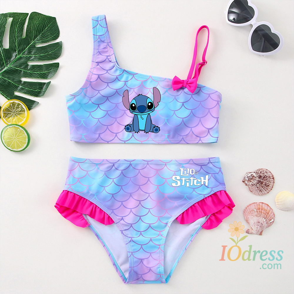 IO Dress Lilo Stitch Girls Tankini Swimsuits Summer Beach wear Children Kids Wear Bathing Suits Two-pieces Bikini Dresses Fashion