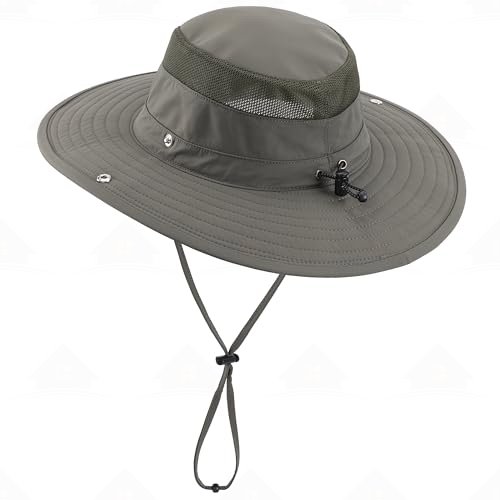 Home Prefer Sun Hat for Men Women Breathable UPF 50+ Safari Hat for Fishing Hiking Gardening Adjustable Wide Brim Bucket Hats