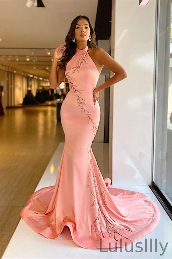 Charming High Neck Sleeveless Mermaid Evening Dress Beadings - lulusllly