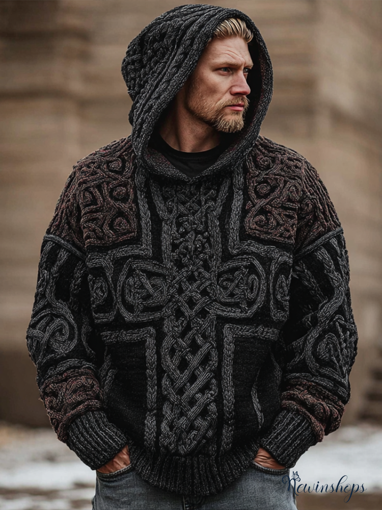 Halloween Viking Style Celtic Mythology Men's Hooded Sweater