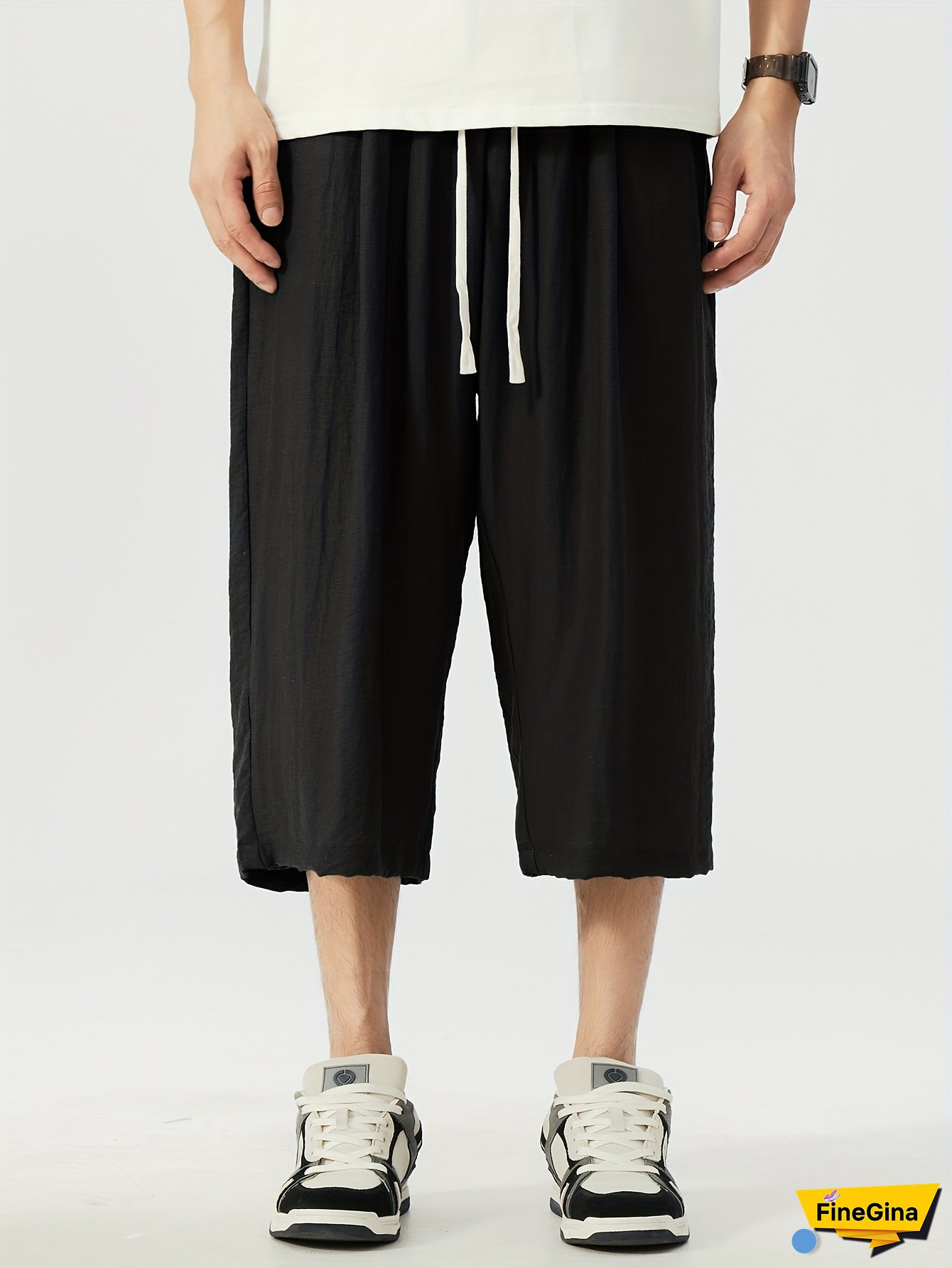 Summer Large Size Men's Shorts, Linen Casual Seven-Split Pants for Men, Wide Leg Trousers, Outdoor Sports Beach Pants for Men, PLUS SIZE