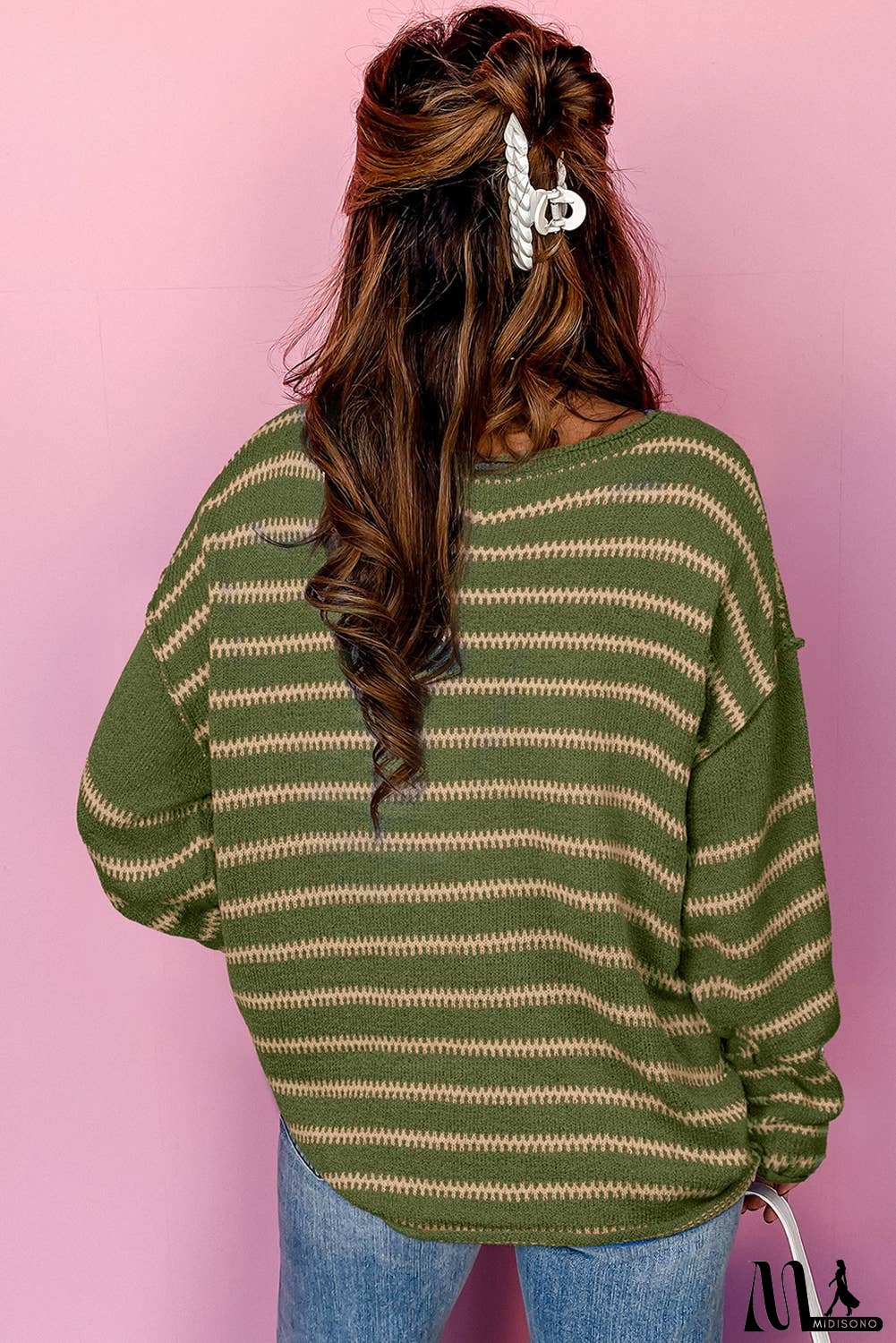 Stripe Drop Shoulder Casual Sweater