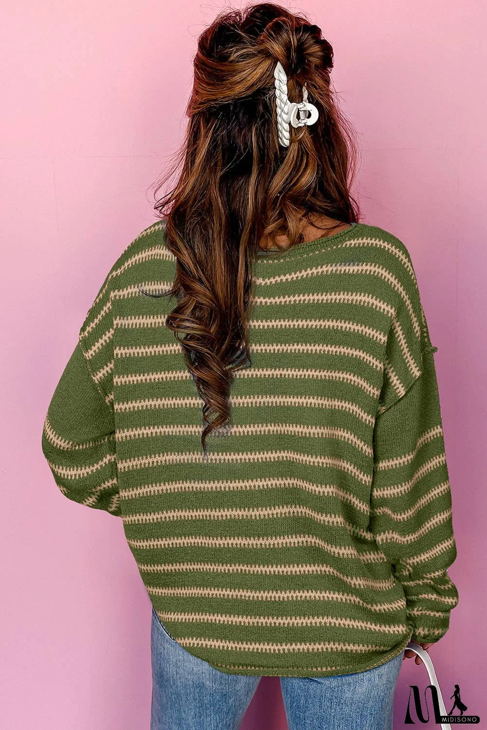 Stripe Drop Shoulder Casual Sweater