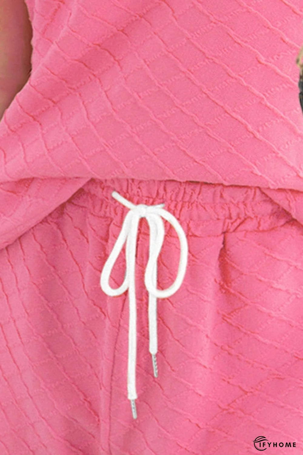 Round Neck Short Sleeve Top and Drawstring Shorts Set | IFYHOME