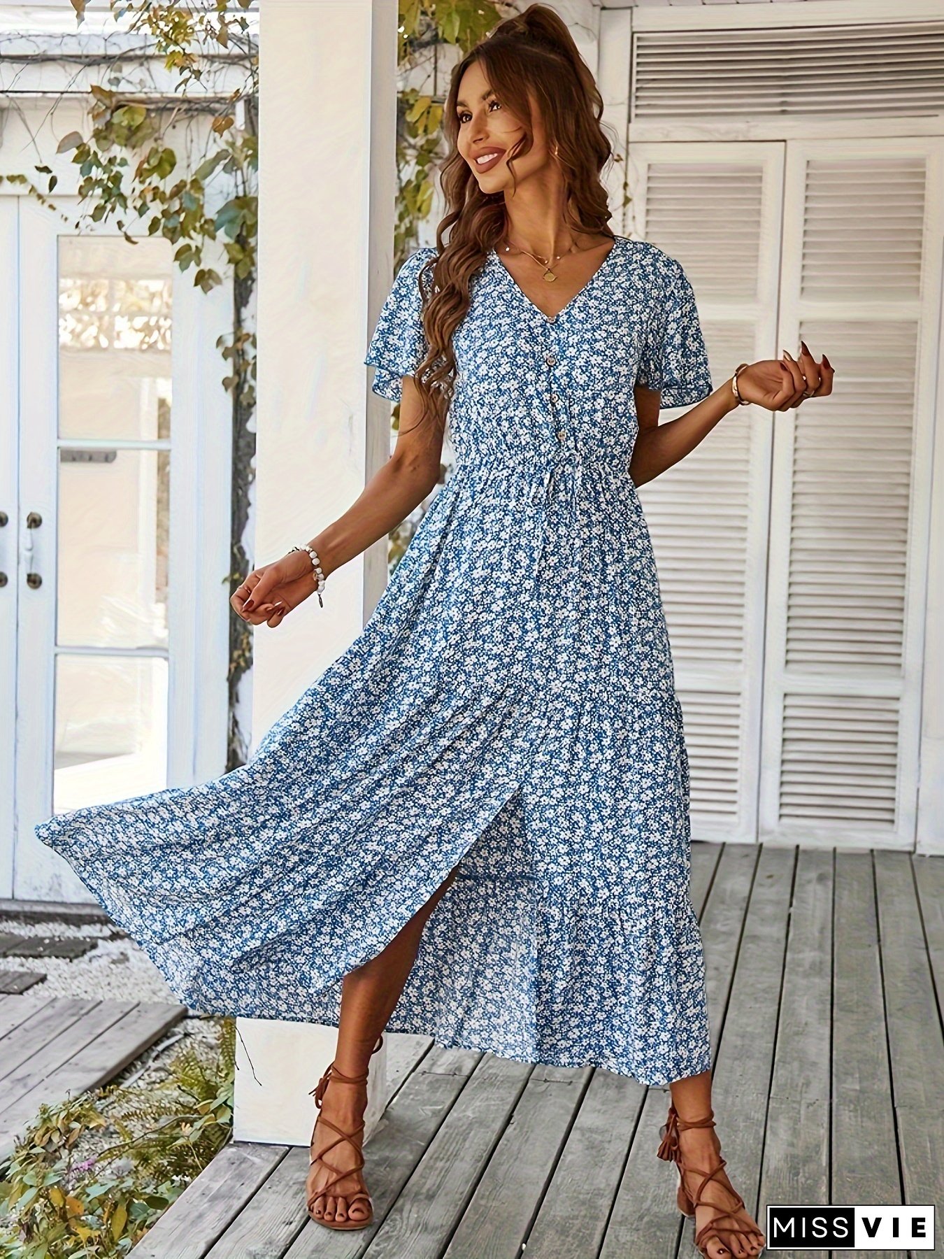 Kx8888 Women's Dress Summer Casual Print Dress Elegant Fashion Long Dress Digital Print Skirt