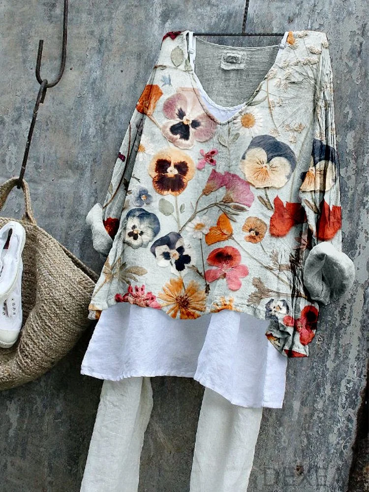 Pansy Flowers Art Comfy Flowy Tunic