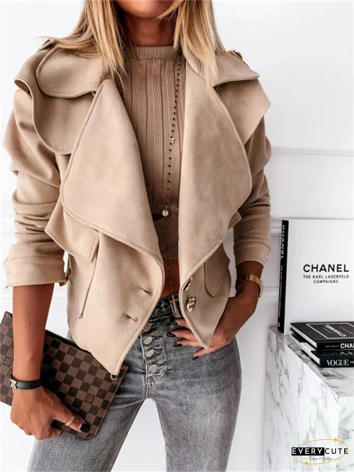 Explosion of The Autumn and Winter Solid Color Long-sleeved Lapel Deerskin Velvet Buttons Jacket Small Coat Women's