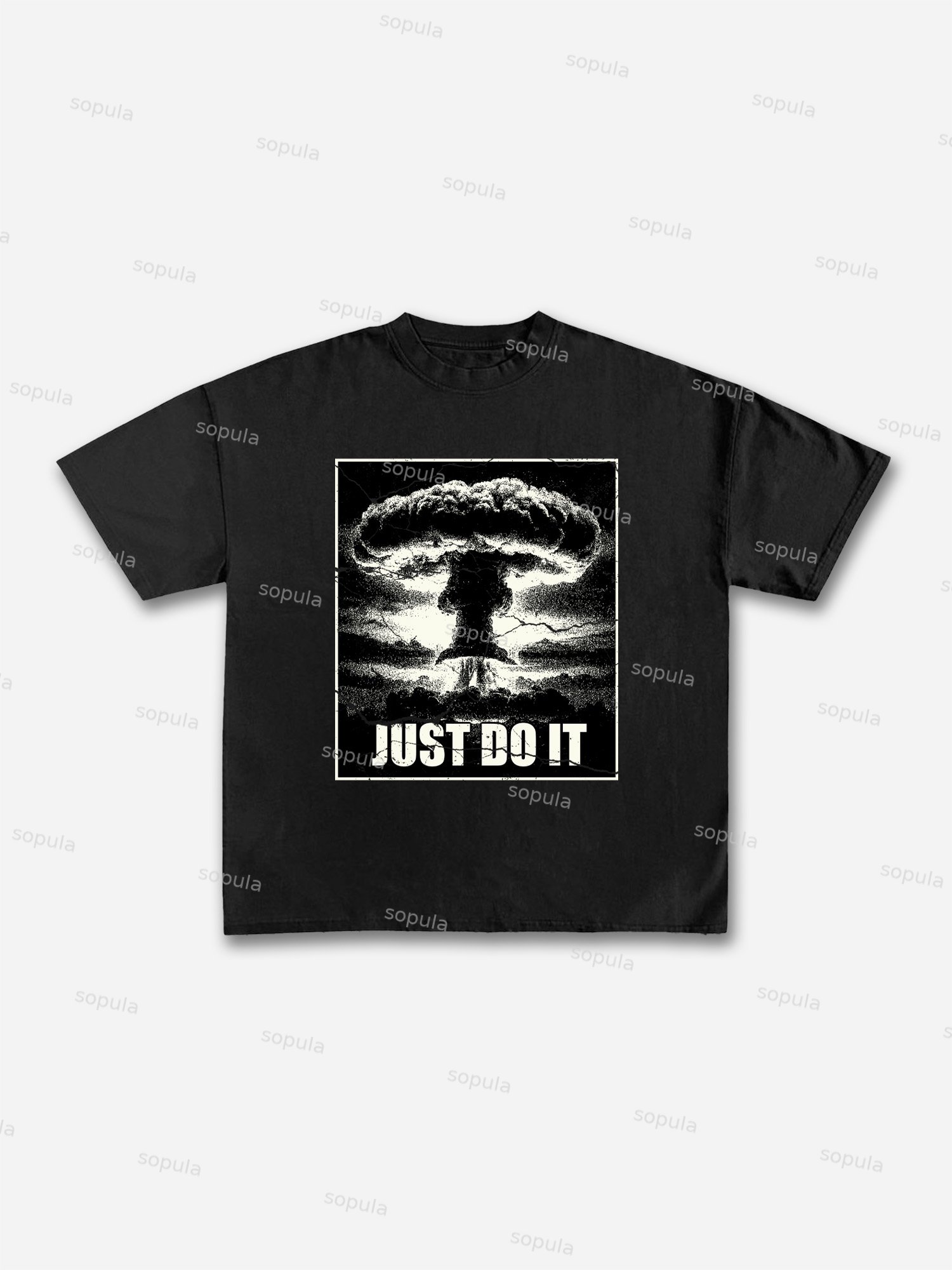 Just Do It Old Vintage Mushroom Cloud Graphic Cotton T-shirt