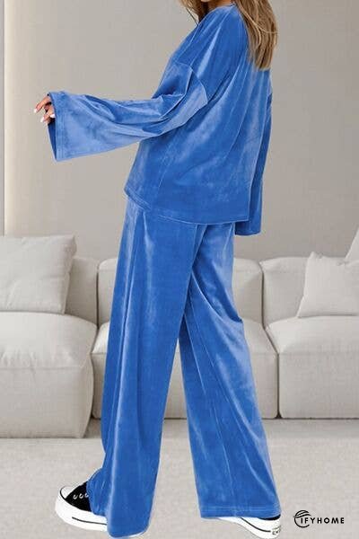 Buttery-Soft Round Neck Long Sleeve Top and Drawstring Pants Set | IFYHOME