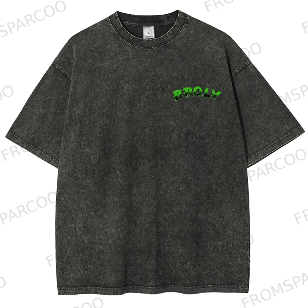 Unisex Retro Anime Print Washed T-Shirt