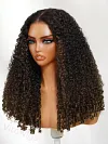 Ombre Chestnut Brown Curly Wig Put On and Go Glueless Hair with Invisi Drawstring