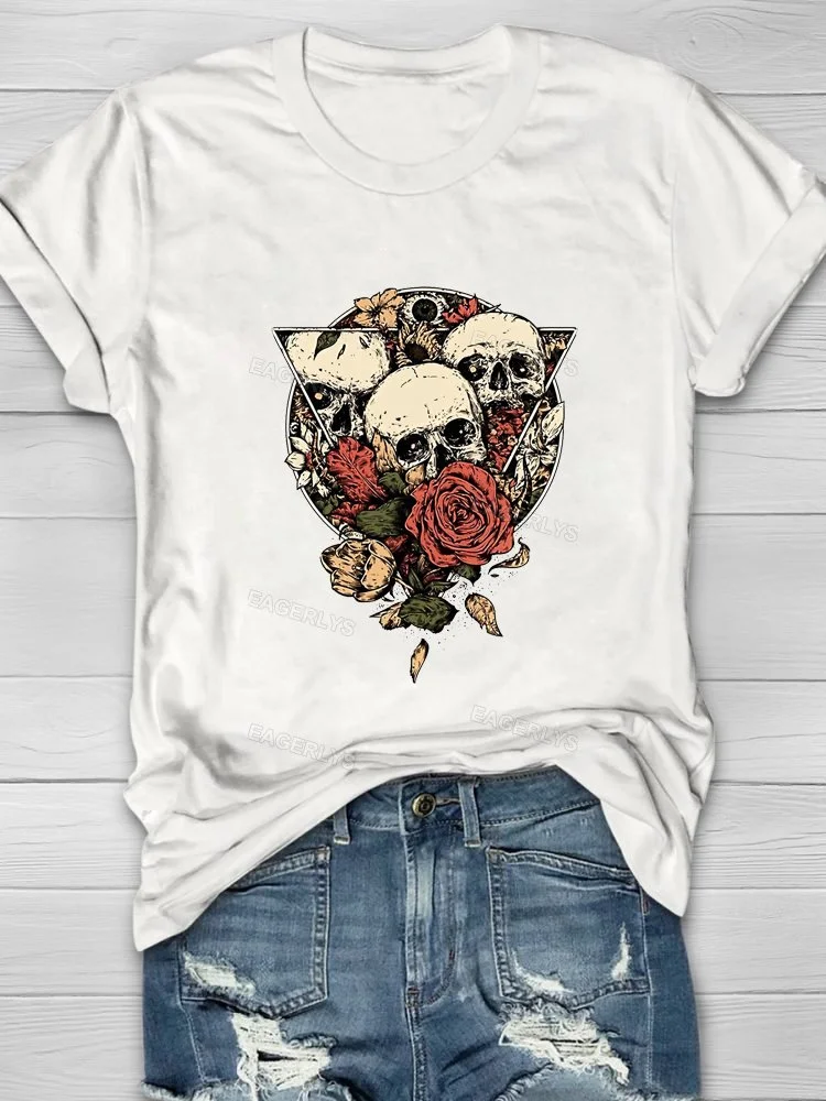 Eagerlys Skeleton Bouquet Short Sleeve T-shirt Eagerlys