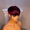 Glueless  Black Short Straight Bob Pixe Cut Hair