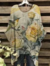 Unisex Flower And Bird Painting Abstract Print Design T-Shirt