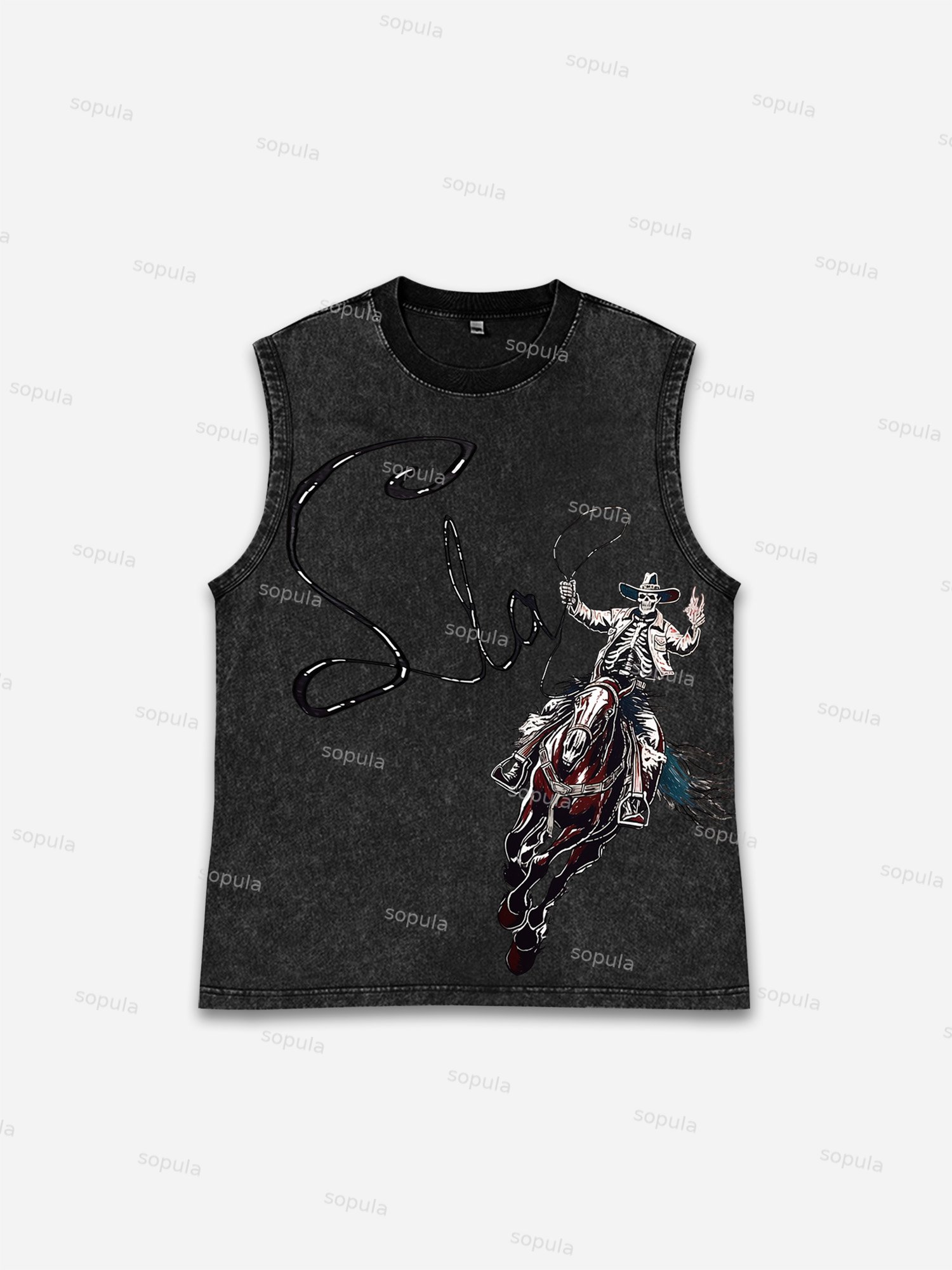 Skeleton Cowboy Wash Tank Top