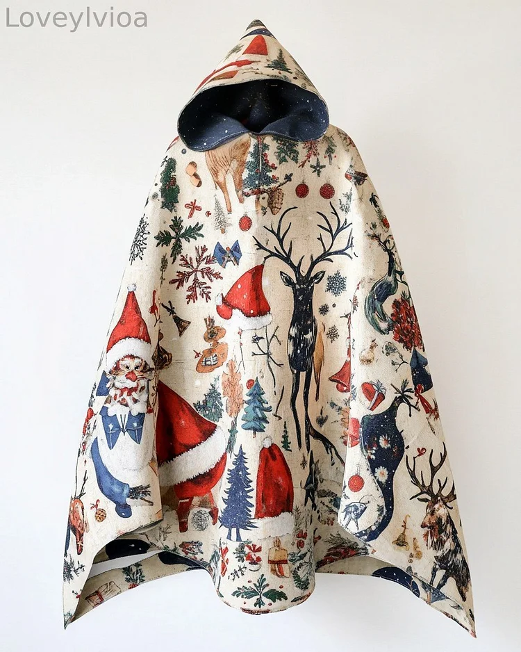 Women's Christmas Print Hooded Robe