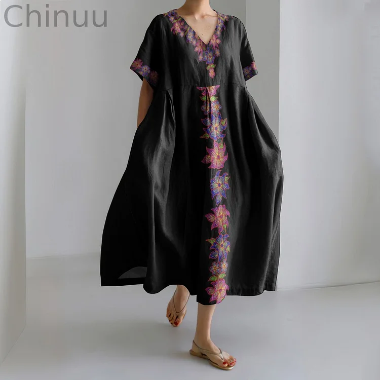 Ethnic Floral Art Ladies Dress