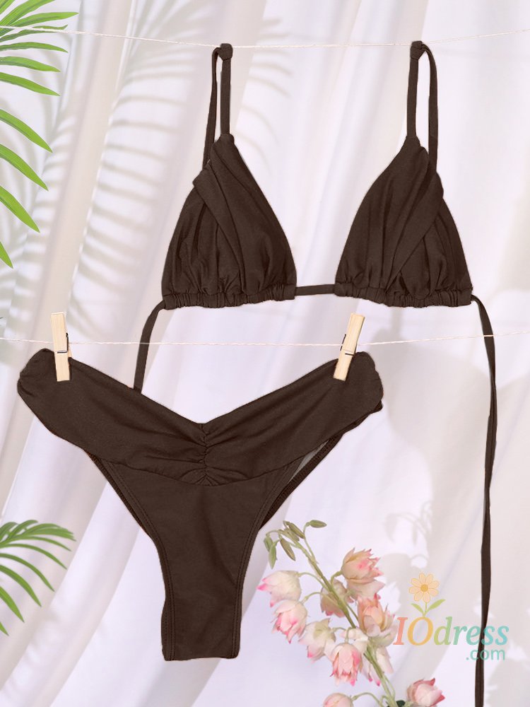 IO Dress Miyouj New Swimsuit Solid Color Bikinis 2024 Two Piece Suit Women Swimwear Bandage  Bathsuit Low Waist Bathwear Triangle Biquini