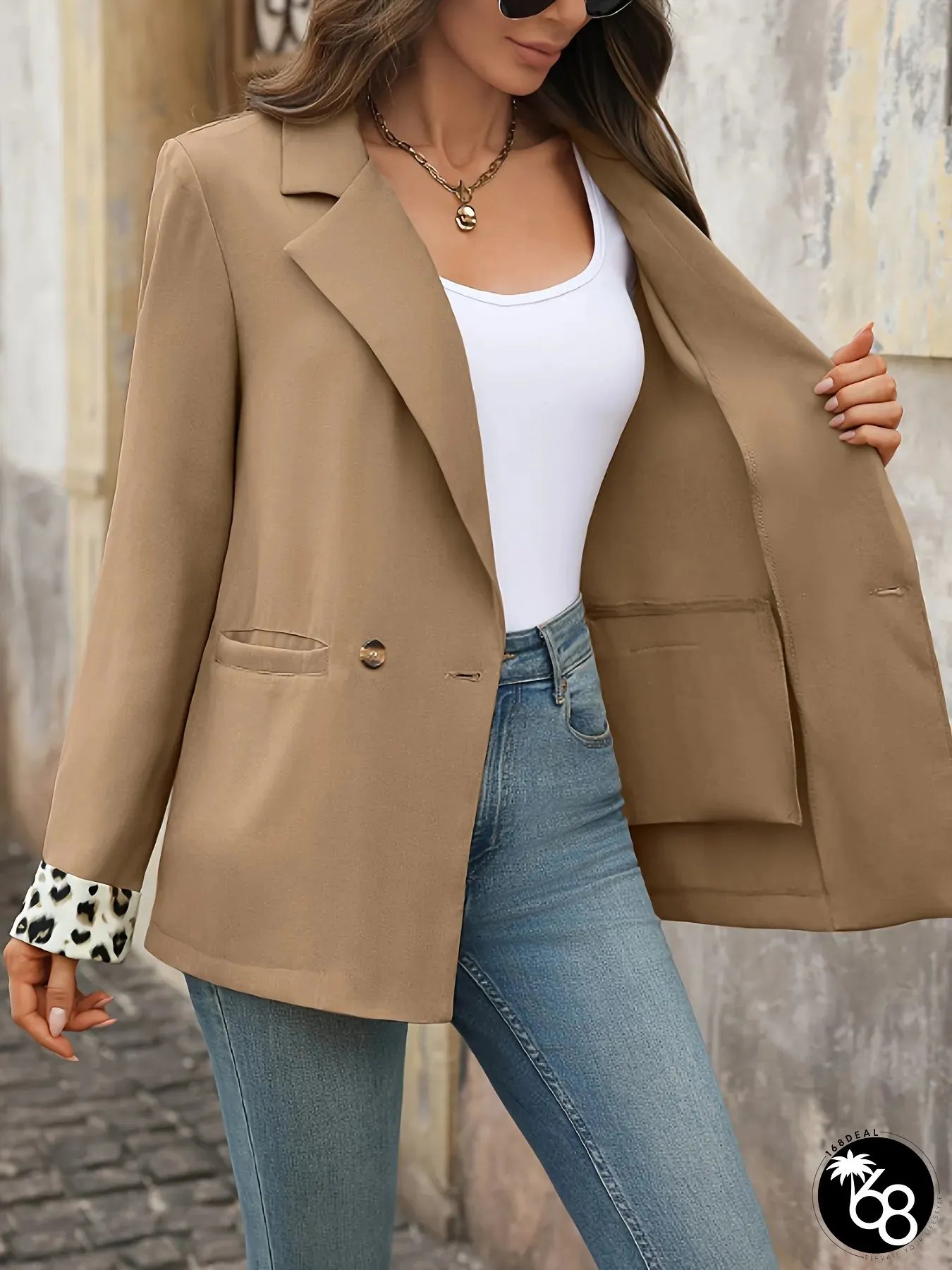 Womens Retro Tailored Blazer Single-Button Closure | 168DEAL