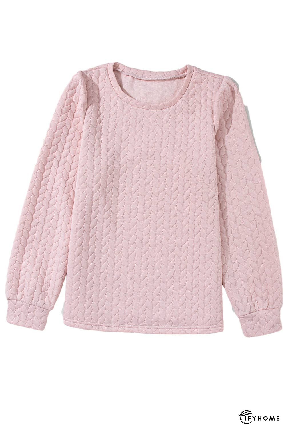 Rosy Waffle Quilted Puff Sleeve Sweatshirt | IFYHOME