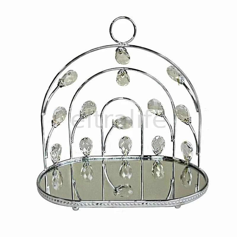 Luxury Crystal Mirrored Display Stand, 1‑Tier / 2‑Tier Gold Silver Vanity Organizer for Perfume Jewelry Lipstick Pastry Table Decor eltralife