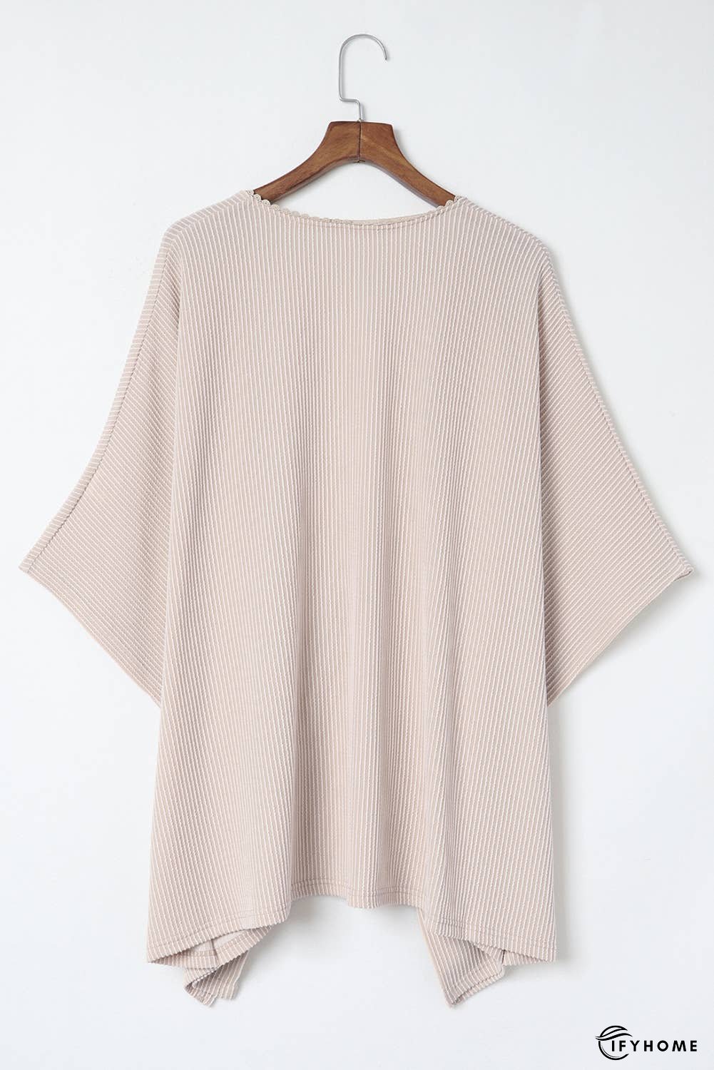 Lace Trim Ribbed Oversize Kimono | IFYHOME