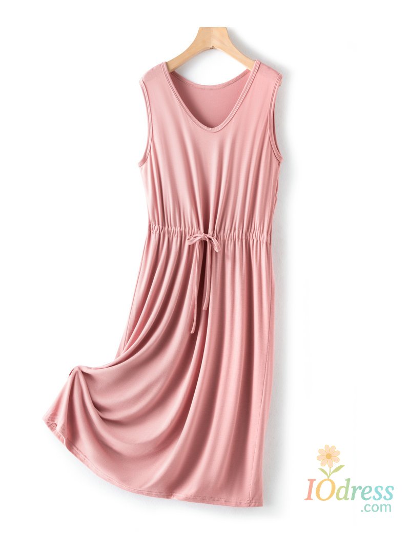 IO Dress Cotton Night Dress Woman Nightgowns Sleeveless Casual Sleep Shirt New Women's Sleepwear Night Wear For Ladies Nightshirt