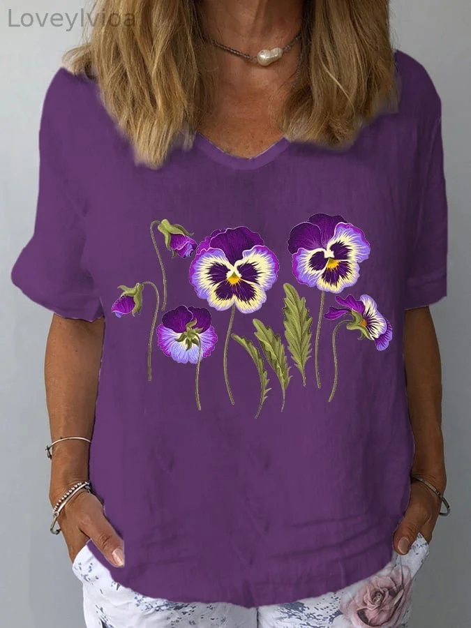 Women's Purple Flower Alzheimer's Awareness Support Shirt