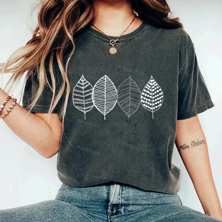 Eagerlys Retro Leaves Botanical T-shirt Eagerlys