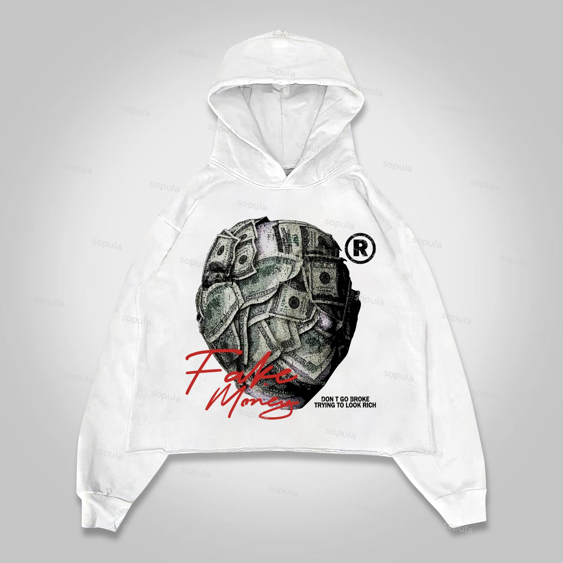 Sopula Don't Go Broke Trying To Look Rich Graphics Pocket Hoodie