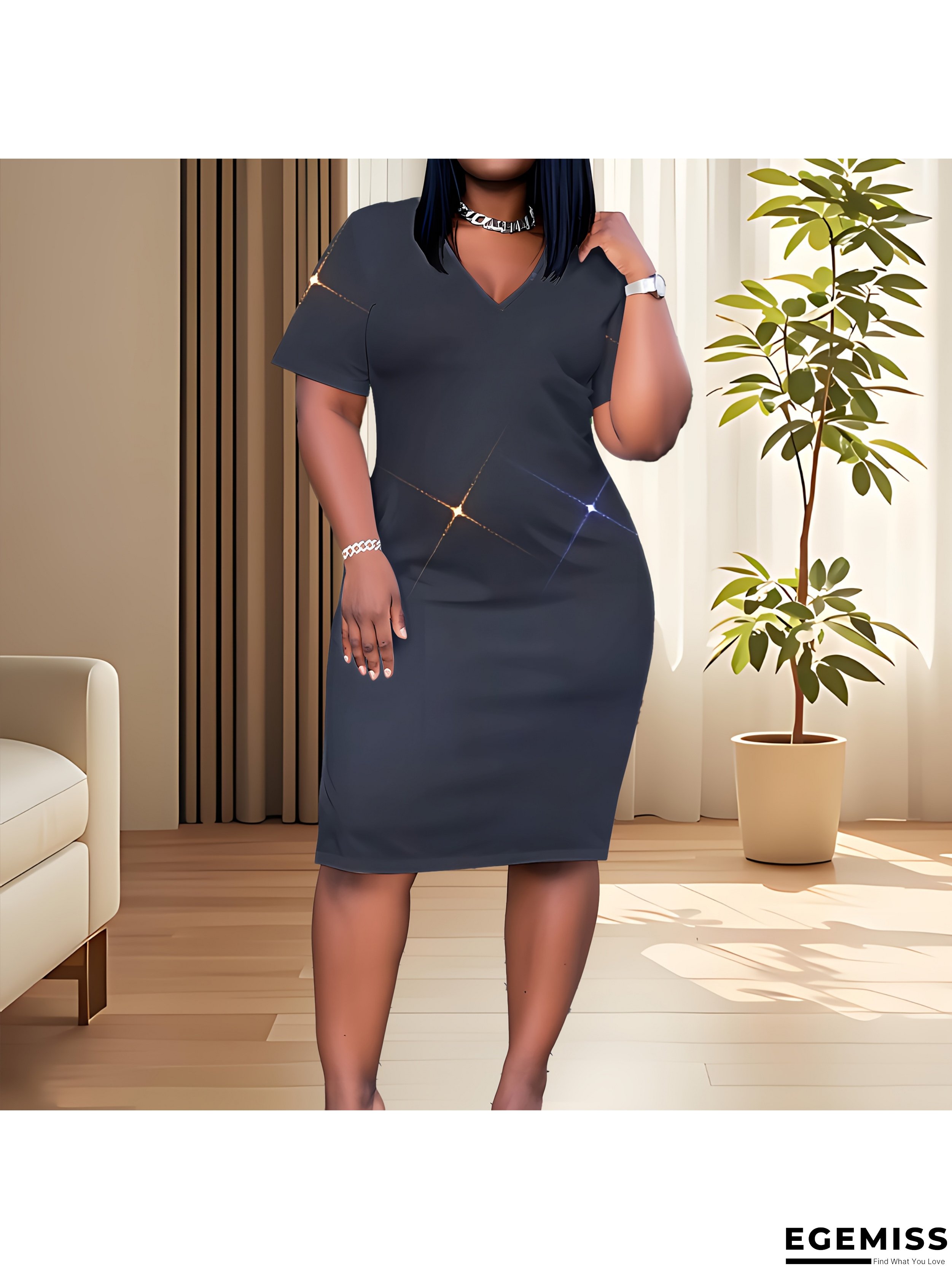[Elegant Floral Dress] Plus Size Women's Elegant Floral Dress | Flattering Fit & Flare Mid-Length, Machine Washable, Versatile Formal & Casual Outfit - Sophisticated Style, Comfortable Fabric, Work Attire, Quality Stitching, Fashion Lovers | EGEMISS