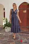 Miya Collared Midi Dress in Navy