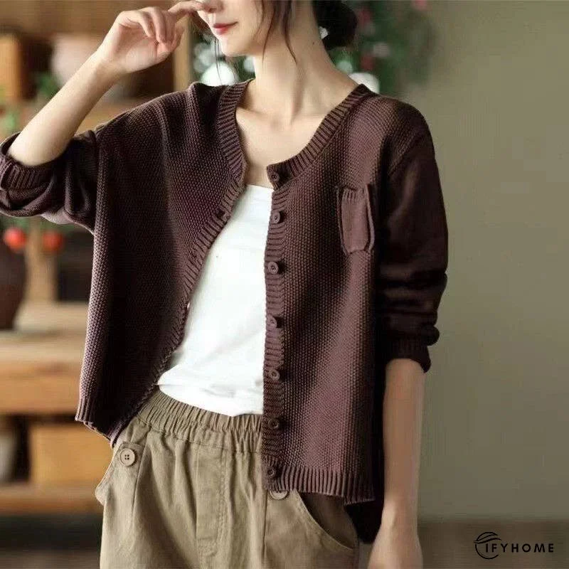 Vintage Loose Round Neck Cardigan Sweater | IFYHOME