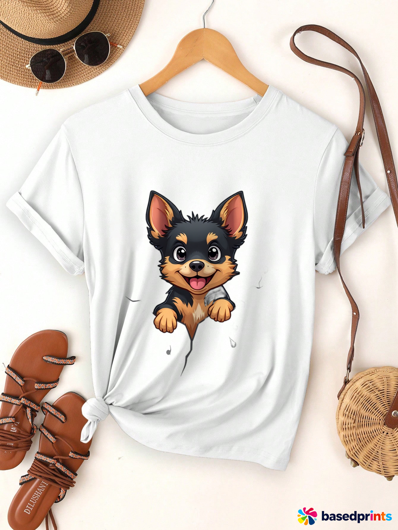 Cute Dog T-Shirt Women Summer Casual Short Sleeve Tops