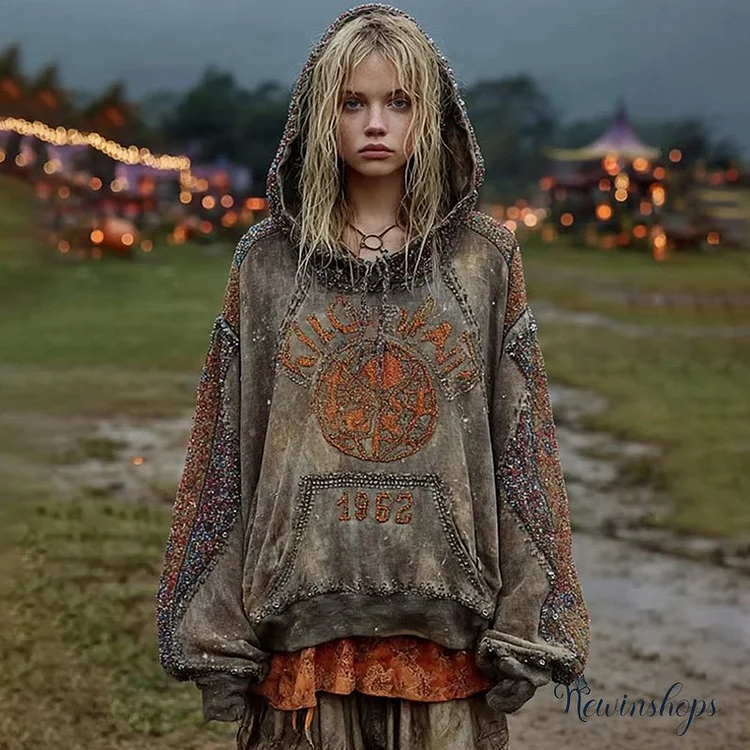 Women's Halloween Vintage Print Hoodie