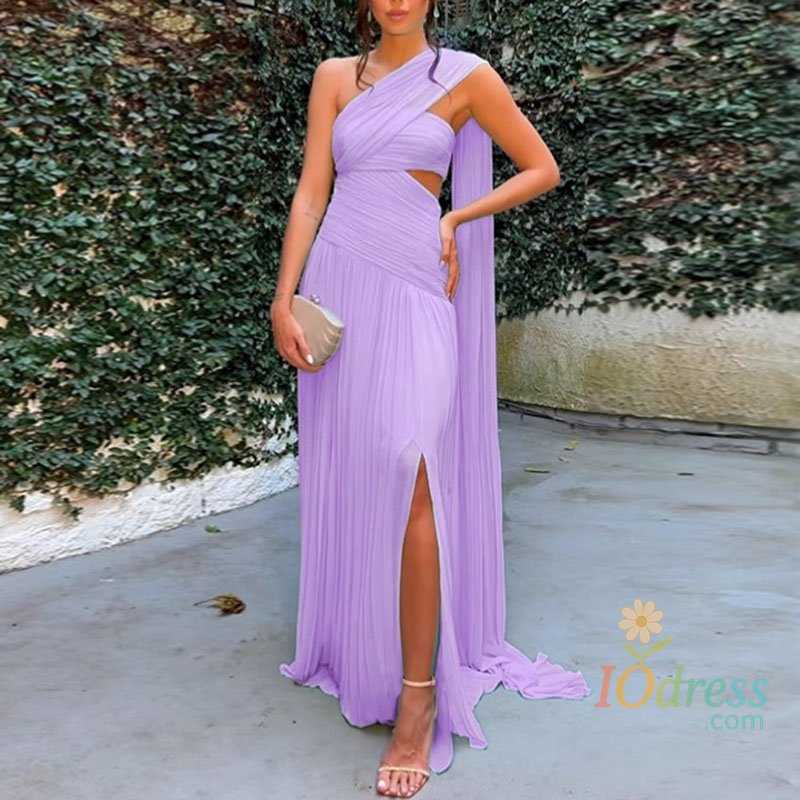 IO Dress New Sexy Strapless Hollow Slit Long Dress Woman Summer Solid High Waist Boho Maxi Dress Ladies Slim Pleated Backless Party Dress