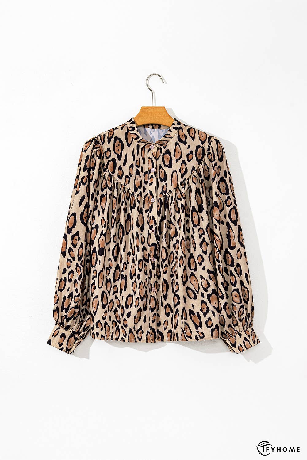 Oversized Leopard Print Balloon Sleeve Casual Shirt | IFYHOME