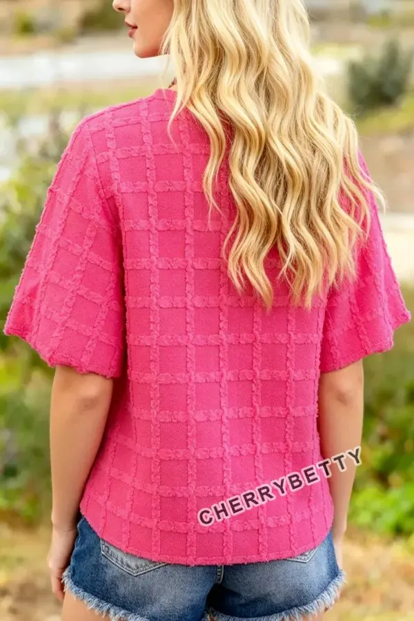 Chic Textured Bubble Sleeve Knit Top