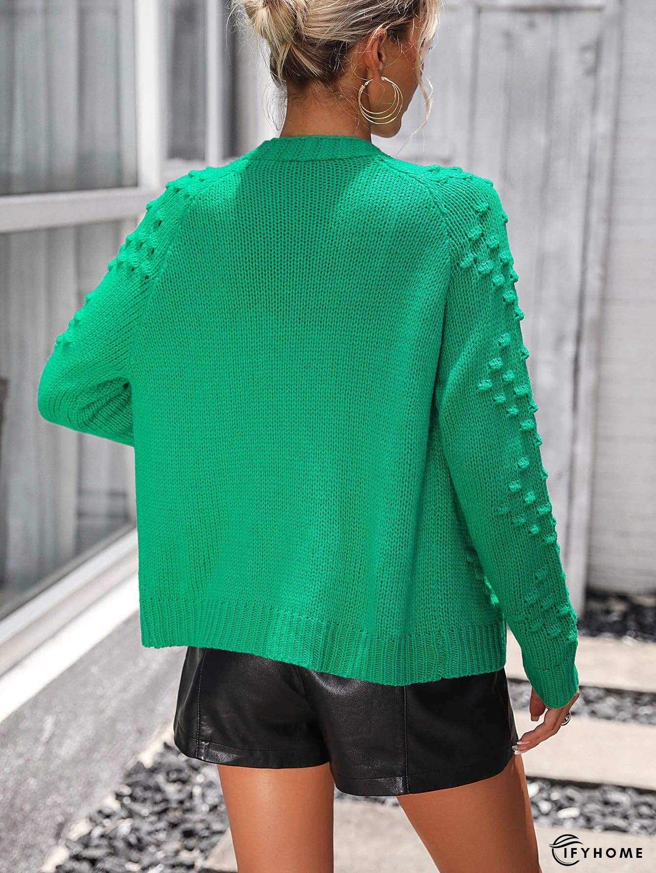 Open Front Long Sleeve Cardigan - Ribbed Feature | IFYHOME