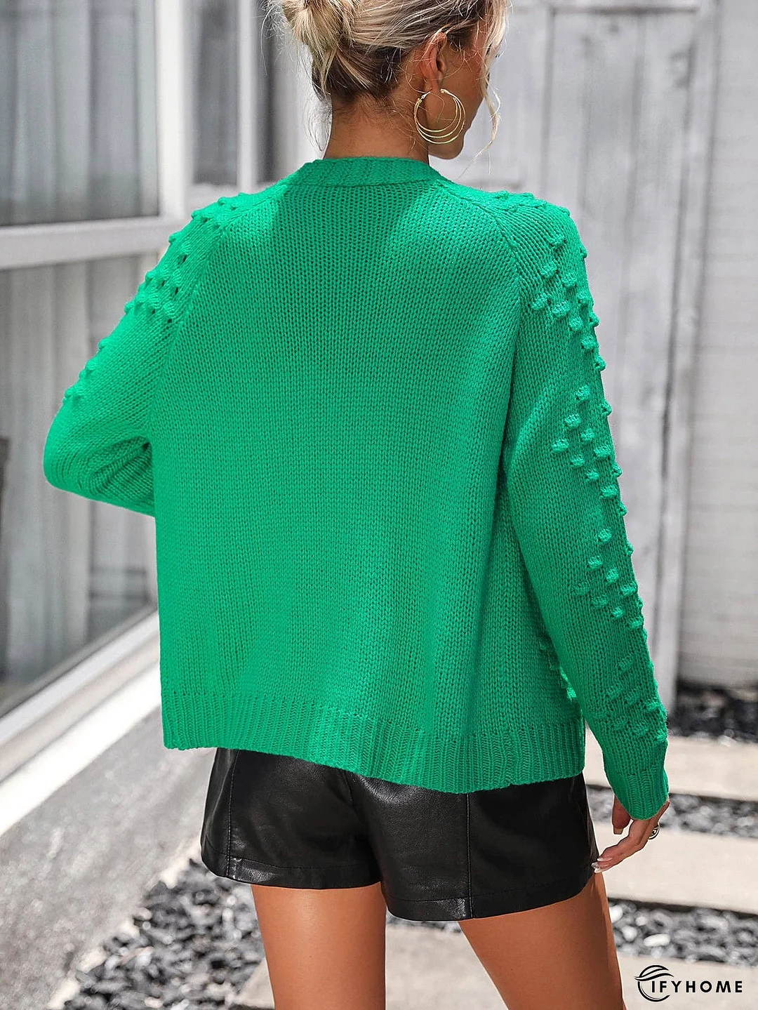 Open Front Long Sleeve Cardigan - Ribbed Feature | IFYHOME