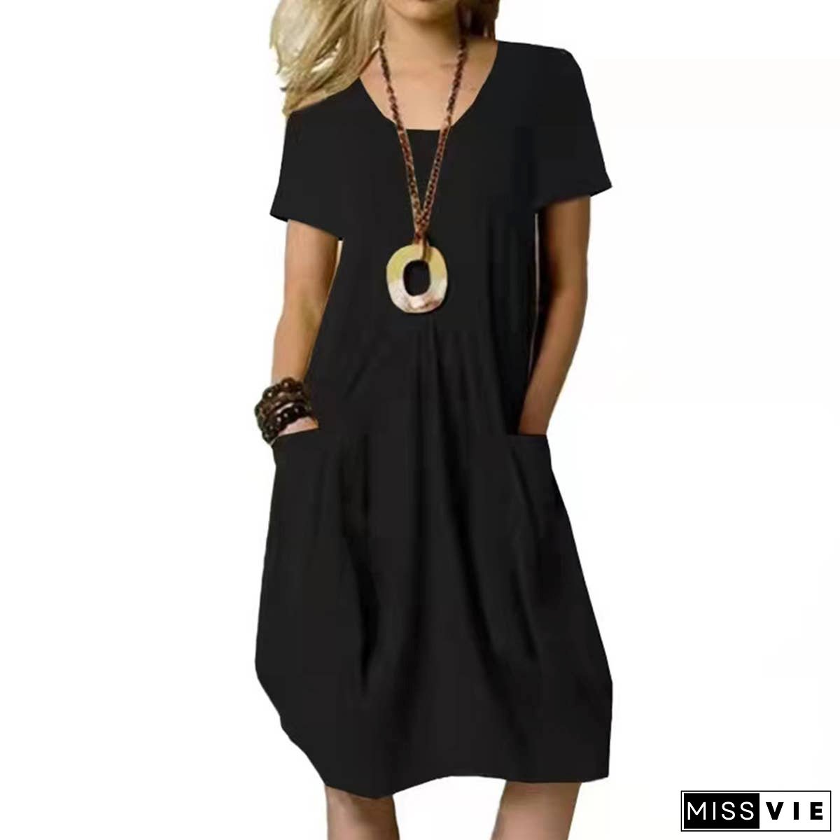 Baggy short sleeve dress with pockets