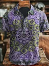 Vintage Ethic Art Print Causal Short SLeeve Polo Shirt