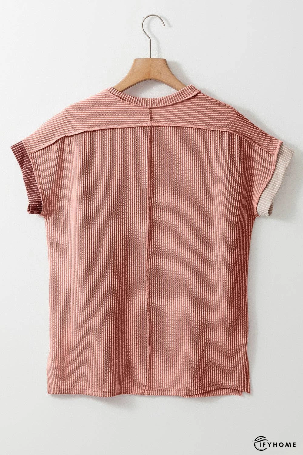 Color Block Round Neck Short Sleeve T-Shirt - 5% Elastane | IFYHOME